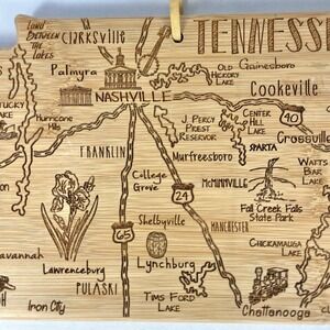 Totally Bamboo Tennessee State Engraved Cutting‎ Board Wall Decor 18.5" x 7"
